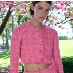 COPY - ZARA Strucktured Knit Jacket Pink Blazer